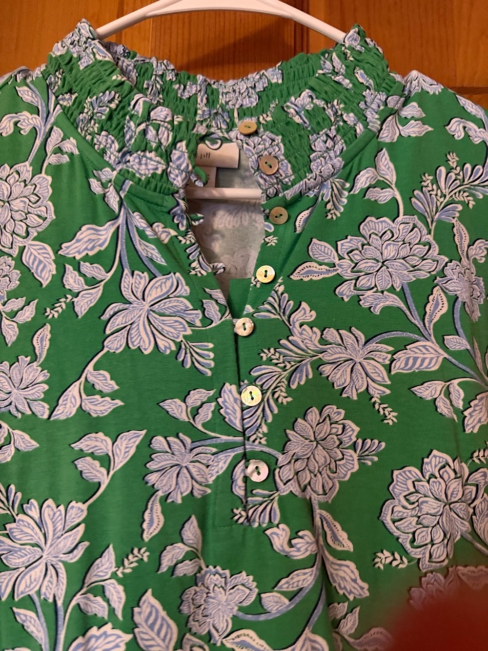J. Jill Green Floral Button-Front Blouse - Picture 2 of 5